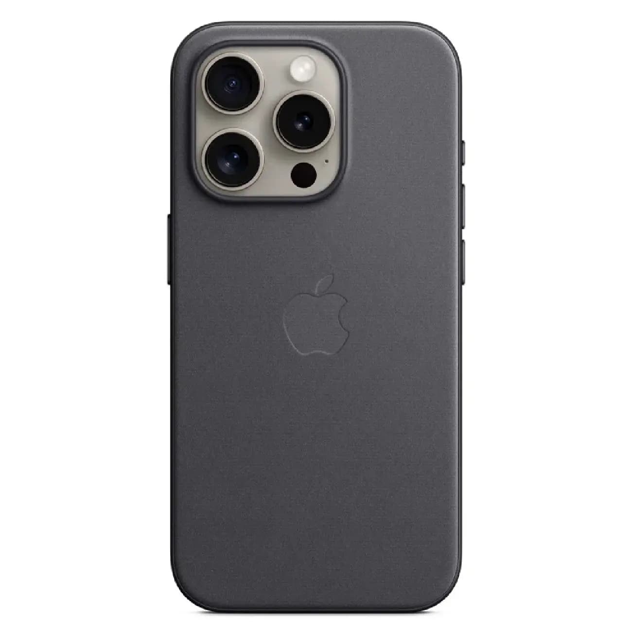 iPhone 15 Pro uchun Qora MagSafe himoyali FineWoven g‘ilofi — 2