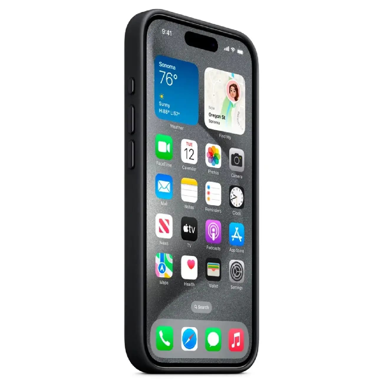 iPhone 15 Pro uchun Qora MagSafe himoyali FineWoven g‘ilofi — 4