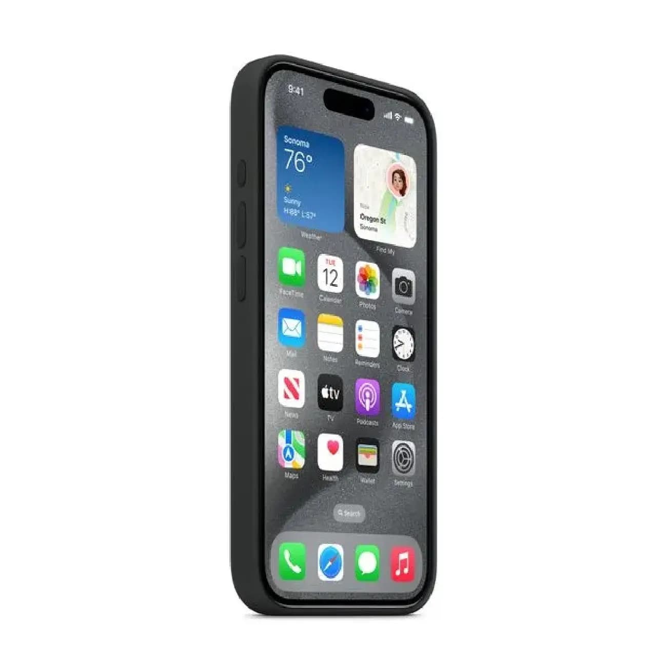 iPhone 15 Pro uchun Qora Silikon MagSafe g‘ilof — 3