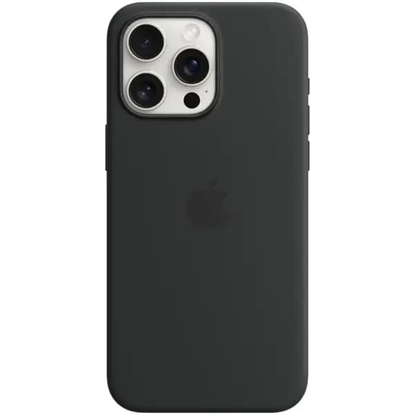 iPhone 15 Pro Max uchun Qora Silikon MagSafe g‘ilof — 1