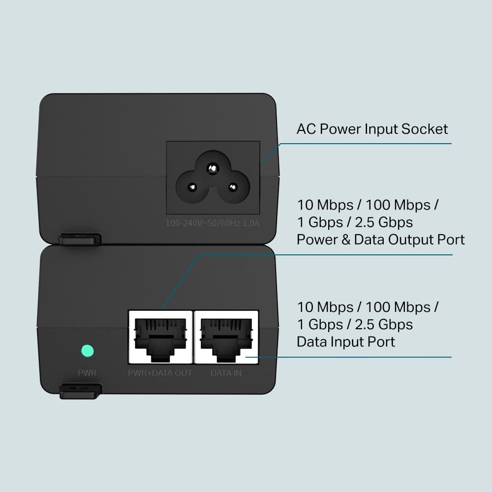 PoE injektor TP-LINK POE260S Omada 2.5G PoE+ Injector Adapter — 3