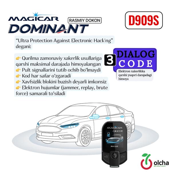 Signalizatsiya D909S avtomobili uchun masofadan boshqariladigan Dominant Magicar (Original) — 4