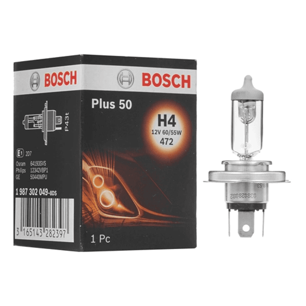 Автолампа Bosch Plus 50 H4 12V 60/55W 1987302049 — 1