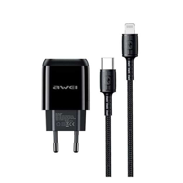Zaryadlovchi Awei PD2 PD+QC3.0 Type-C va Lighting — 1