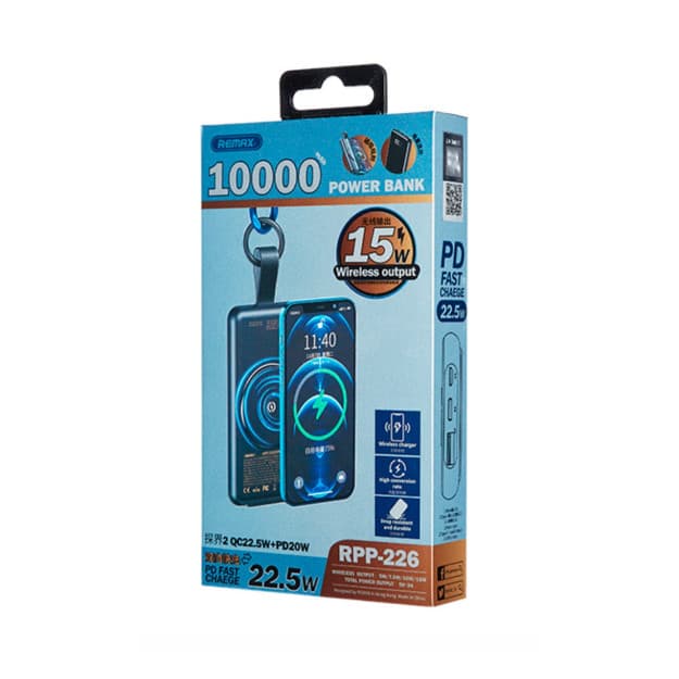 Remax RPP-226 10000mAh 39235 simsiz zaryadlash bilan tashqi batareya sp-phone39235 — 1