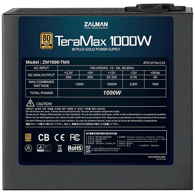 Quvvatlantirish manbai Zalman TeraMax 1200-TMX 1200W — 3