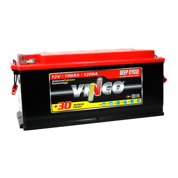 Аккумулятор Vinco 6CT-190 АПЗ П.П. L(4) (ШИРОКИЙ) (клемма конус) (крышка плоская) — 1