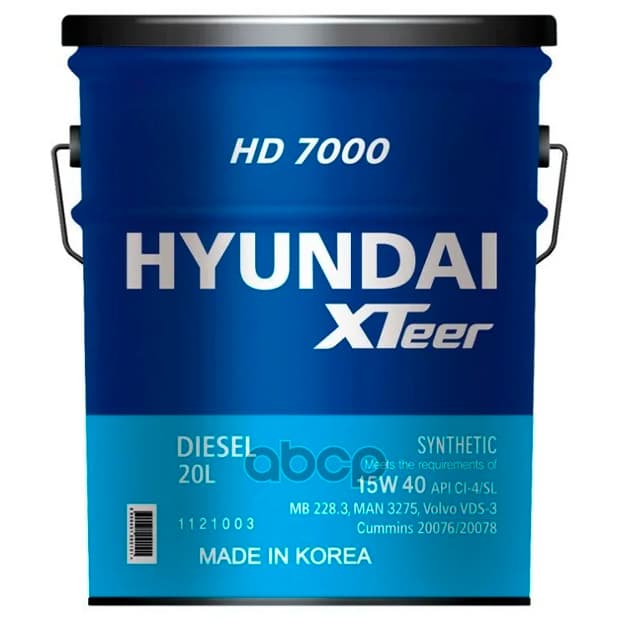 Dvigatel moyi Hyundai XTeer HD 7000 15W40 CI-4, 20L — 1