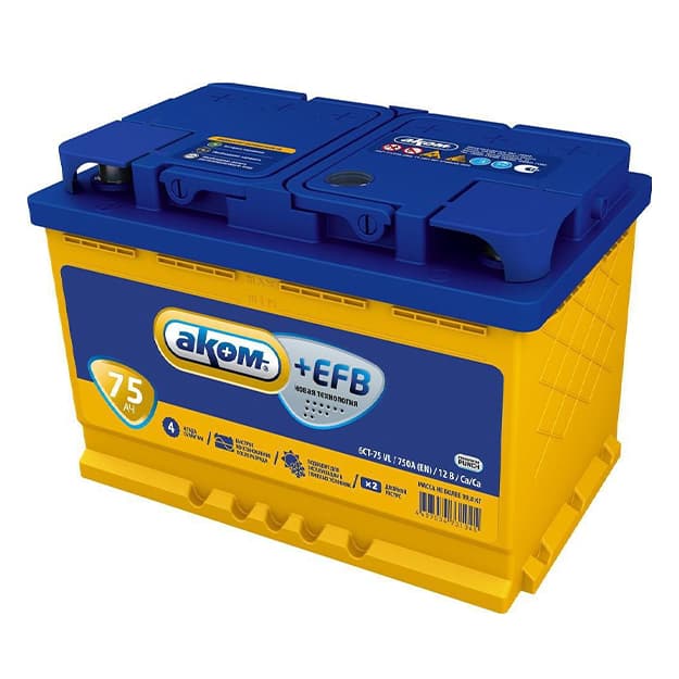 Akom EFB 75Ah 750A (EN) 12V Car Battery  — 1