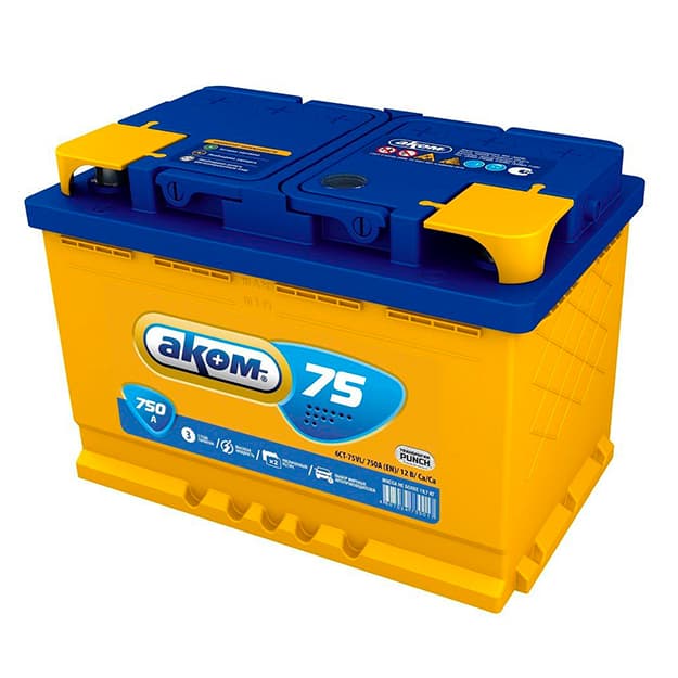 Akom 6CT 75Ah 750A (EN) 12V Car Battery  — 1
