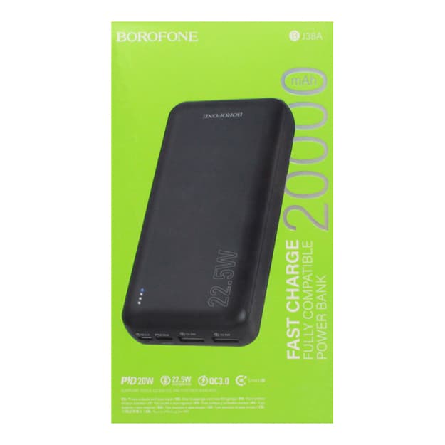 Tashqi batareya Borofone BJ38A 20000mAh, qora — 2
