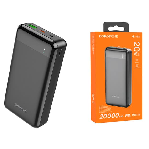 Портативный аккумулятор BOROFONE BJ19A 20000 mAh PD 20W (черный) — 2