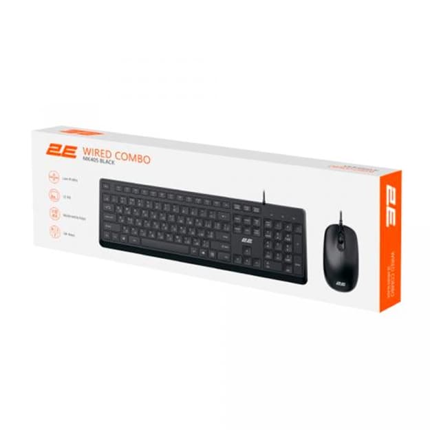 Simsiz klaviatura va sichqoncha to‘plami 2E MK405 USB Black Low Profile — 2