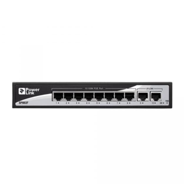 Kommutator 2E PowerLink SP802F 8xFE PoE+2xFE Uplink 96Vt boshqarib bo‘lmaydigan — 4