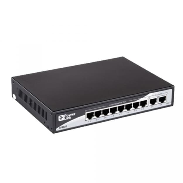 Kommutator 2E PowerLink SP802G 8xGE PoE+ 2xGE Uplink 120Vt boshqarib bo‘lmaydigan — 1