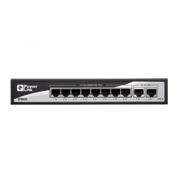 Kommutator 2E PowerLink SP802G 8xGE PoE+ 2xGE Uplink 120Vt boshqarib bo‘lmaydigan — 4