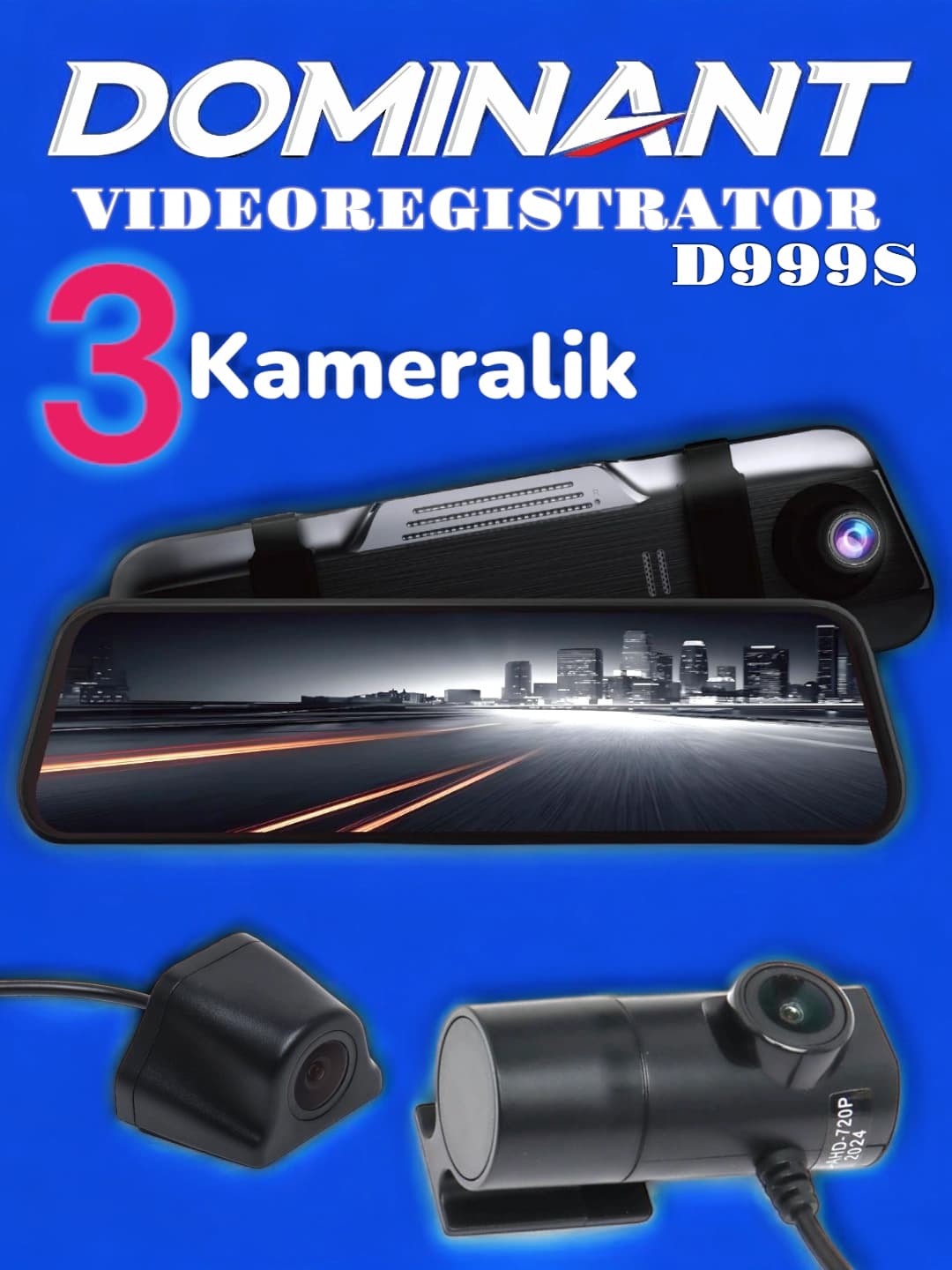 Videoregistrator Dominant D999S Wifi (3-Kameri) — 3