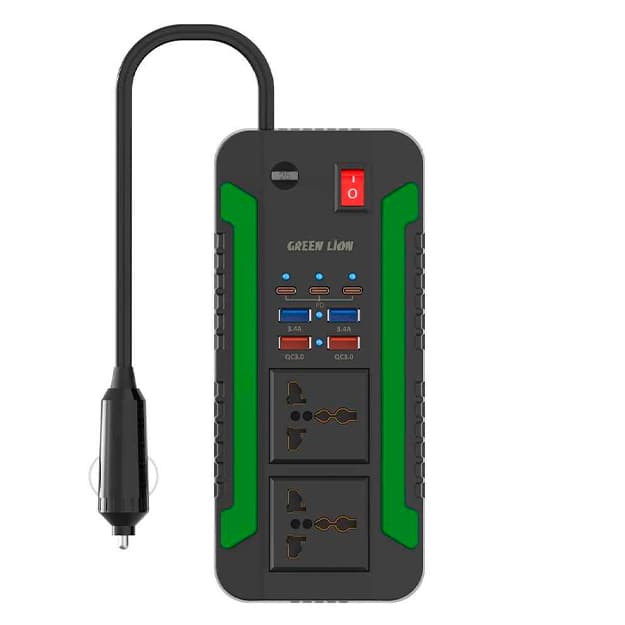 Ko‘p portli aqlli vilka Green Lion Spark 300W Power Inverter — 1