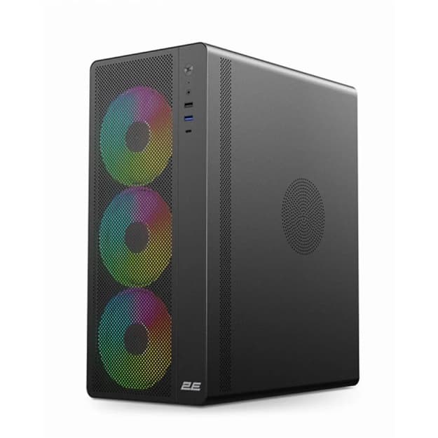 Korpus 2E GAMING Credo Plus V510B s BP 2E ATX600W, 80+, 1xUSB3.0, 1x USB 2.0, 1xUSB Type-C, 4x120mm ARGB, VGA 310mm, TG Side Panel, ATX — 1