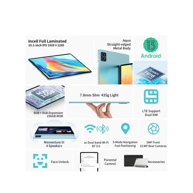 Teclast M50 Pro 10.1" Planshet, 8GB, 256GB,  LTE, 6000mA•ch,Android, Moviy rang — 2