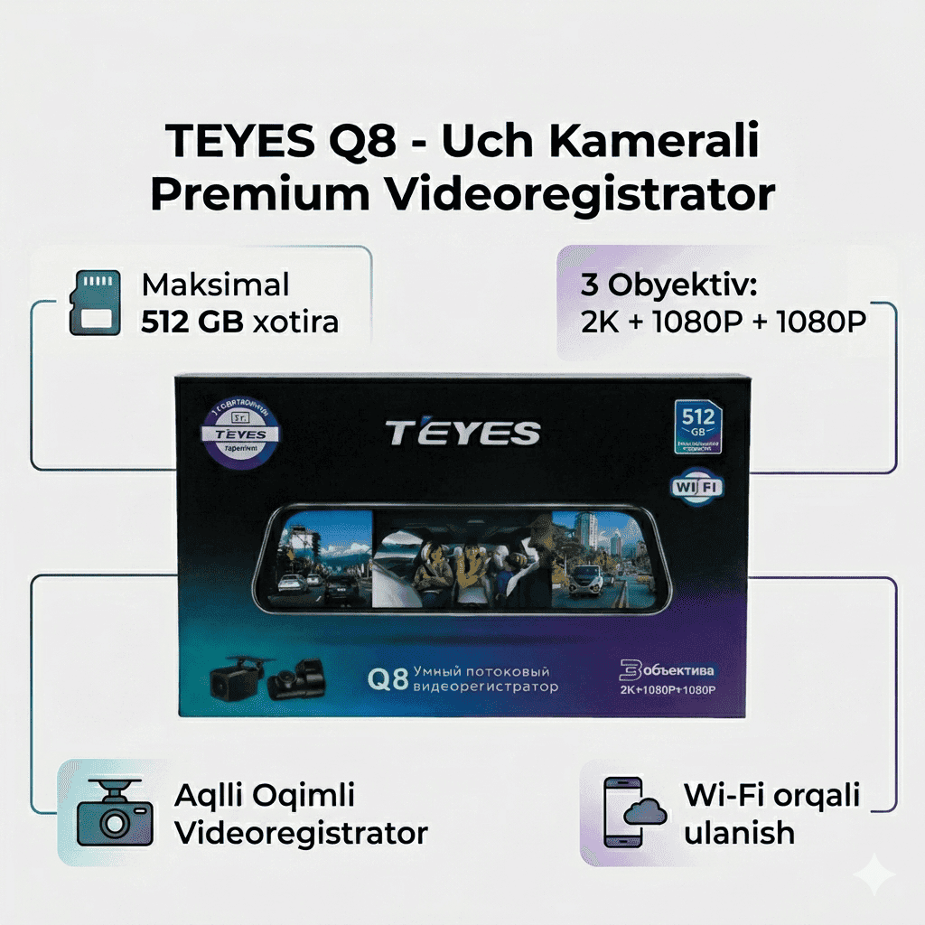 Videoregistrator 4K TEYES Q8 (3 kamerali) — 7