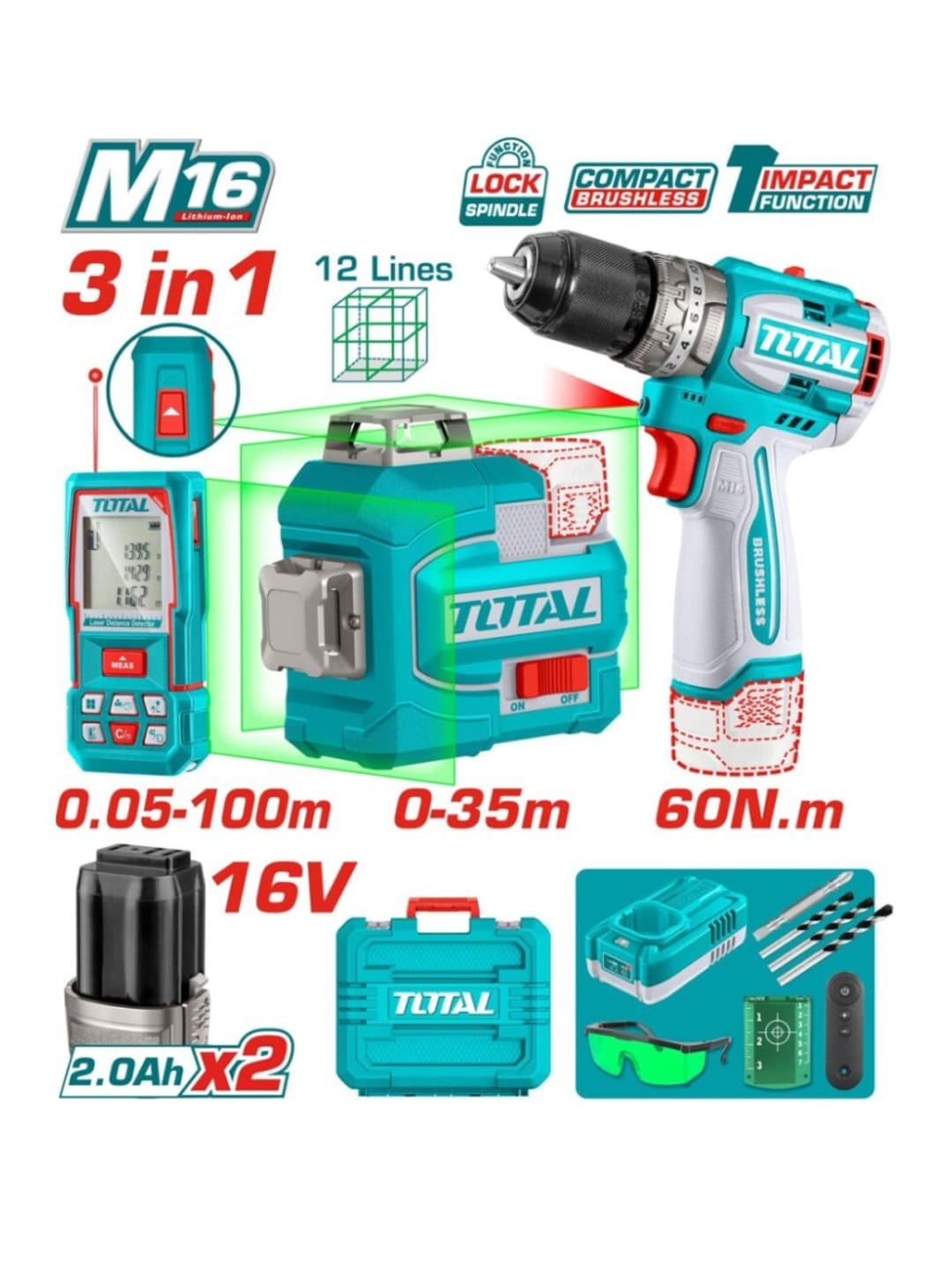 Akkumulyatorli asboblar to'plami TOTAL TOSLI250101 — 1