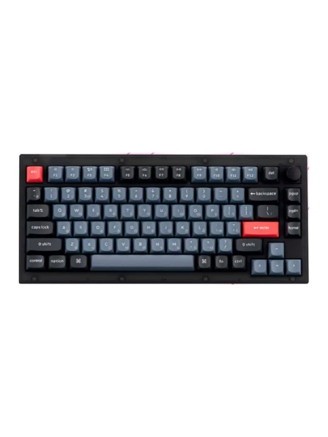 Klaviatura Keychron V1 ANSI 75% Frosted Black Knob Red Switch — 1