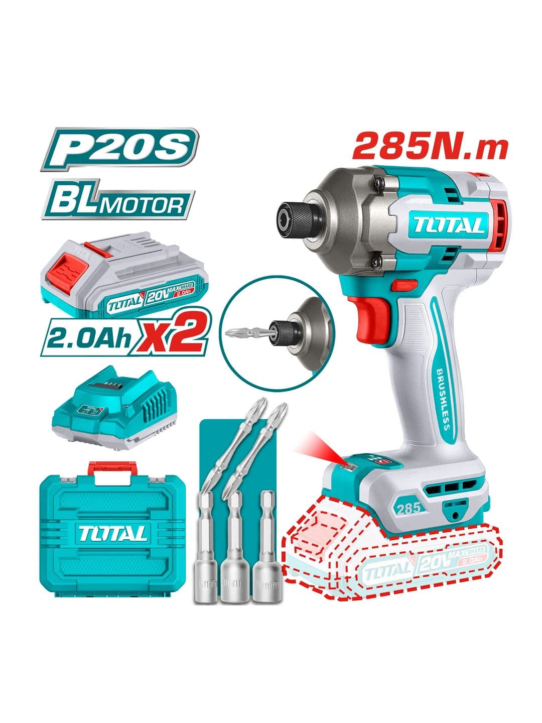Akkumulyatorli zarbali vintovert TOTAL TIRLI2028 — 1
