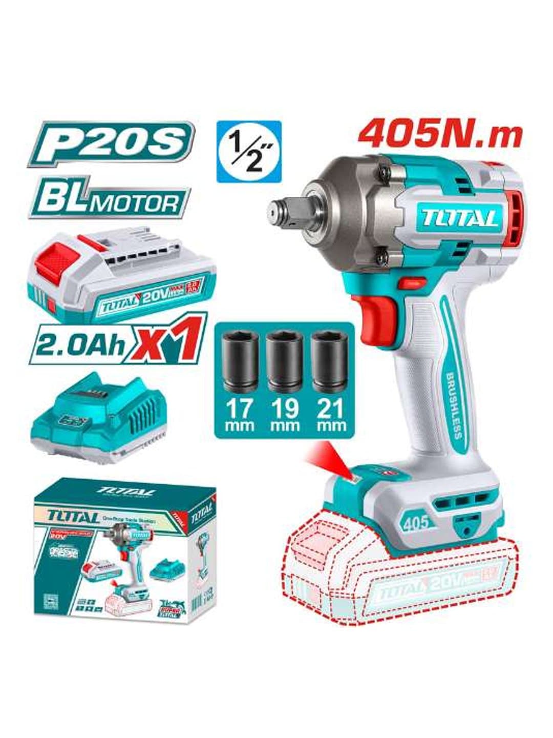 Akkumulyatorli gaykovert TOTAL TIWLI20455 — 1