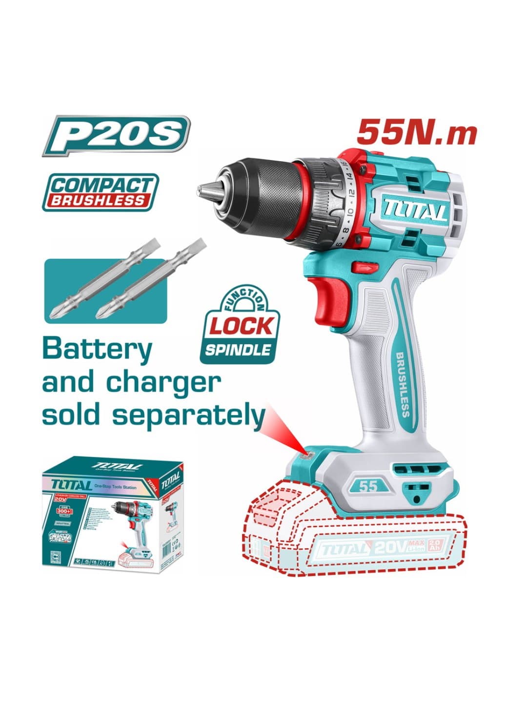Akkumulyatorli drel-shurupovert TOTAL TDLI205581 — 1