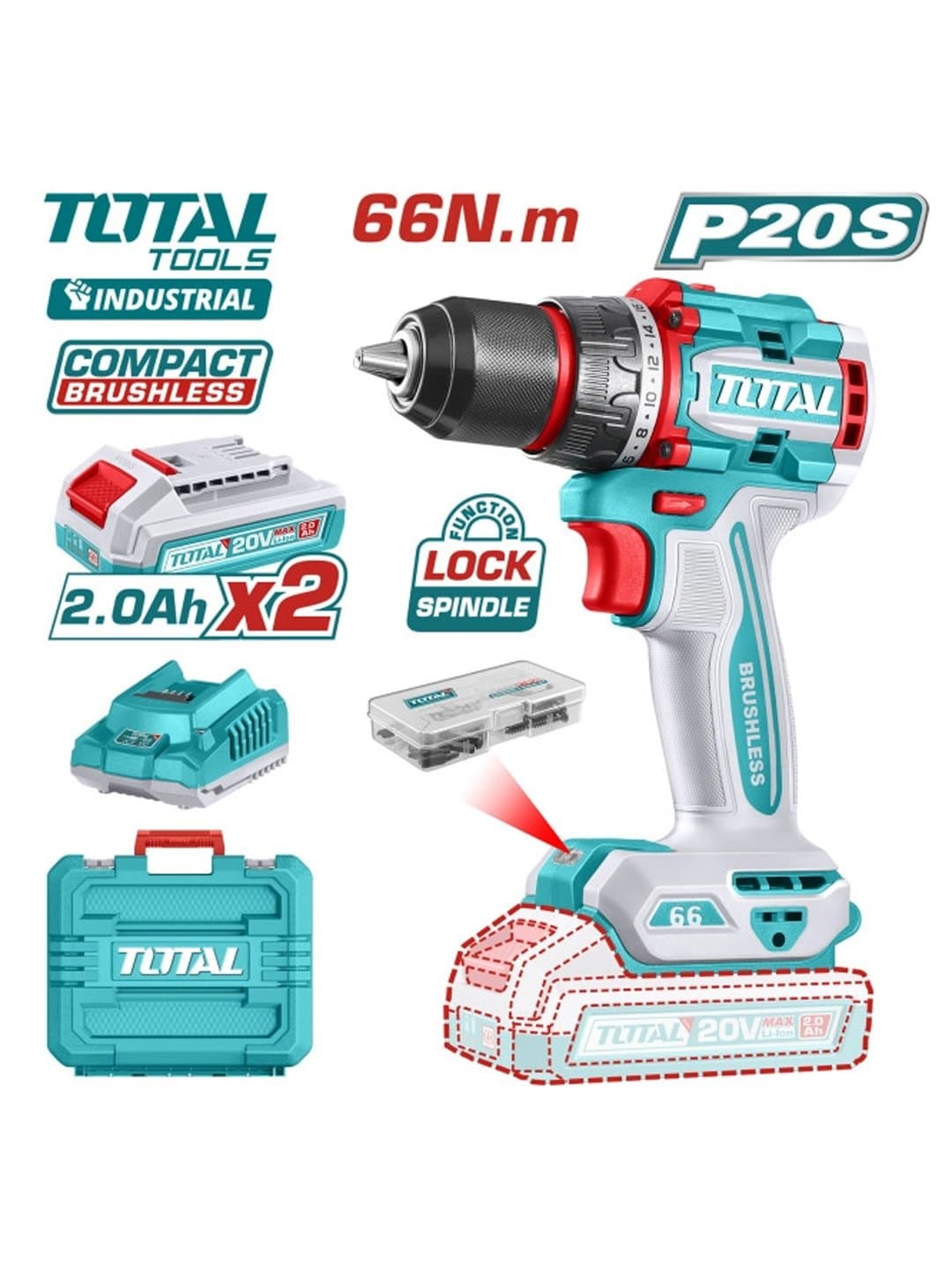 Drel-shurupovert TOTAL TDLI20668 — 1