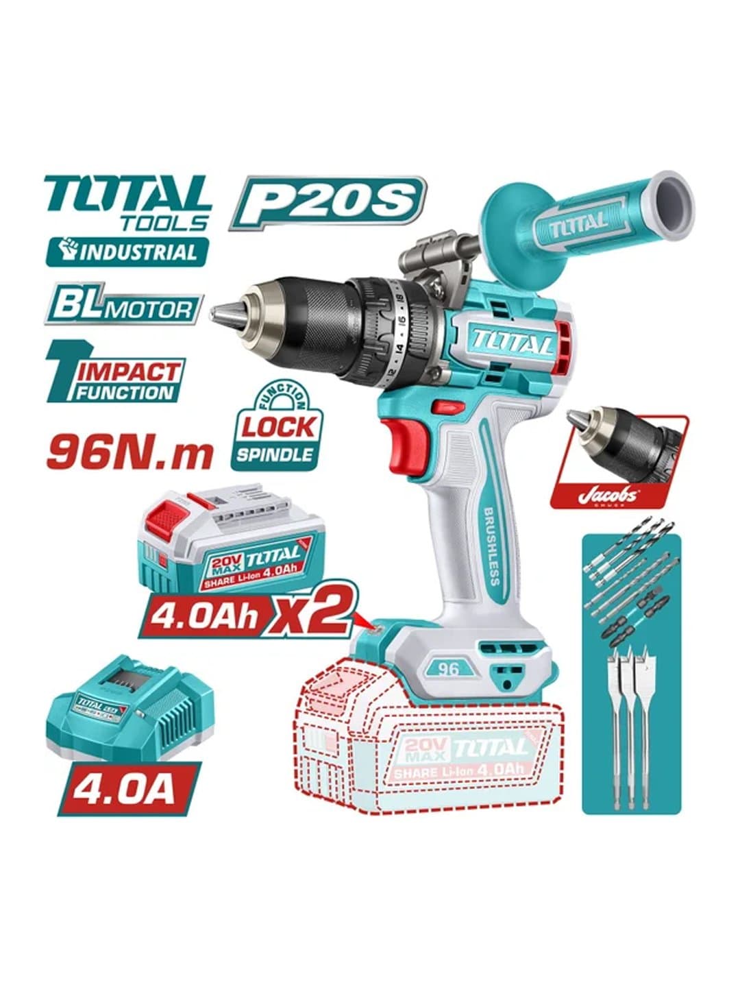 Zarbali drel-shurupovert Total TIDLI209686 — 1