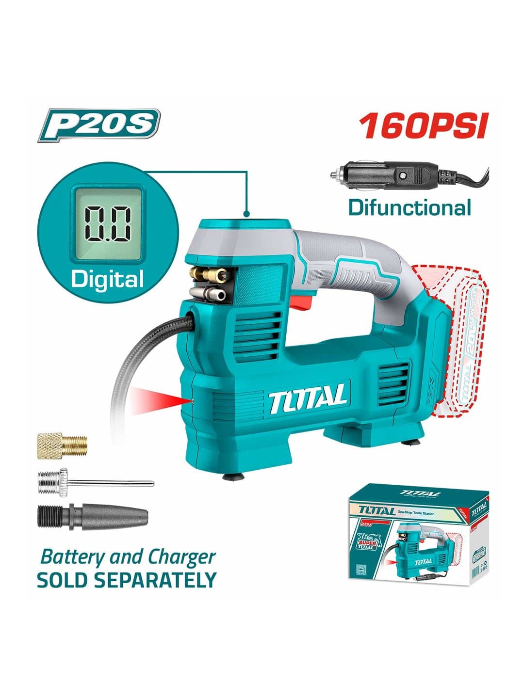 Kompressor Total TACLI2012 Li-ion Cordless Auto Air Compressor — 1