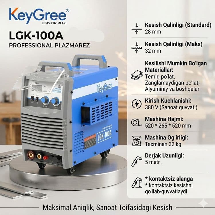 Keygree LGK-100A plazmarez kompressorli, svarkali 32mm — 3