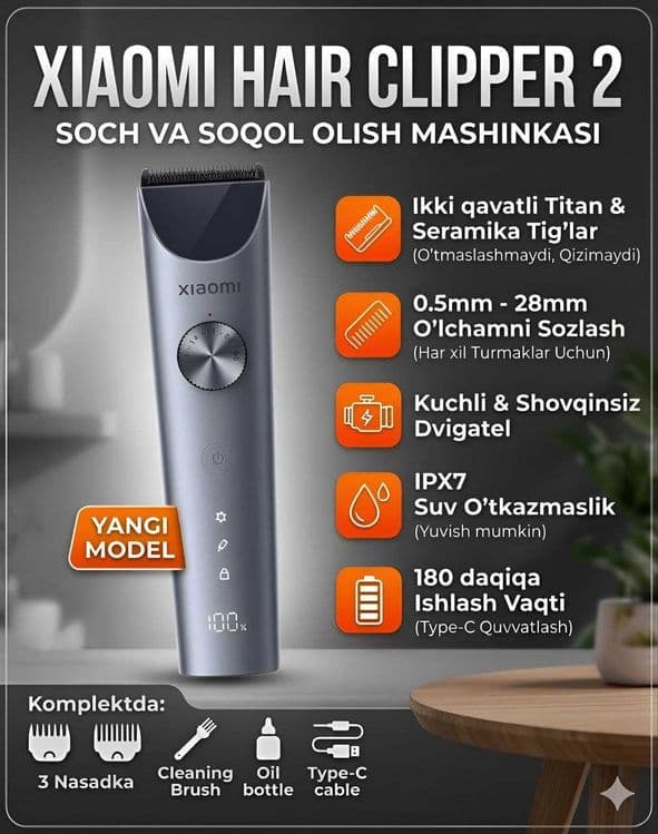 Xiaomi Mijia Hair Clipper 2 | Soch va soqol mashinka | Trimmer | Yangi — 1