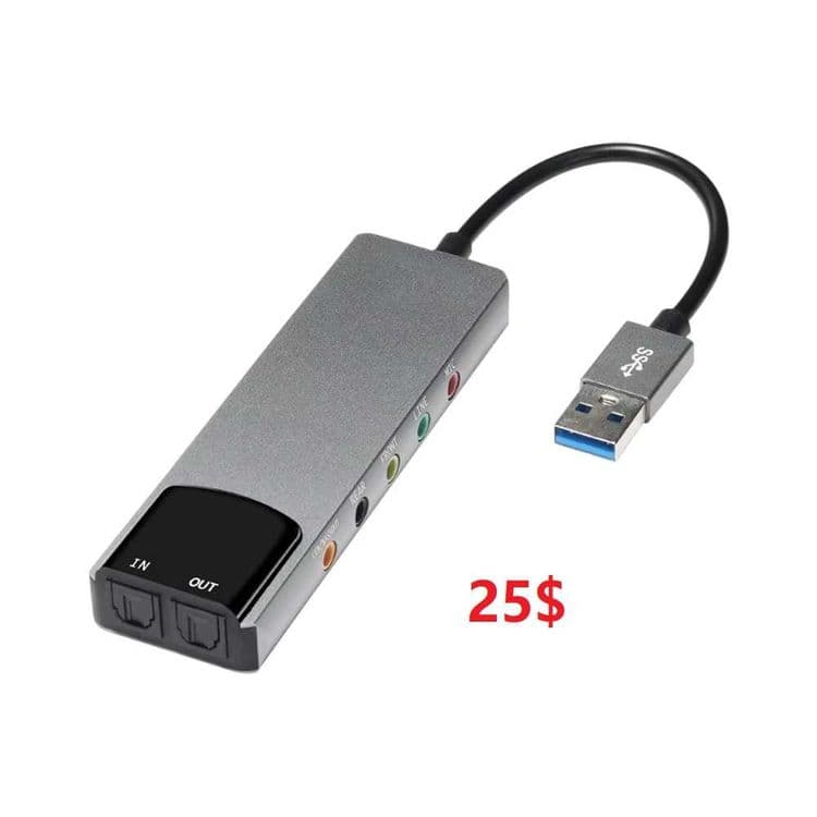 Аудио конвертер SPDIF + RCA (6x1) в USB-С и USB 3.0 — 3