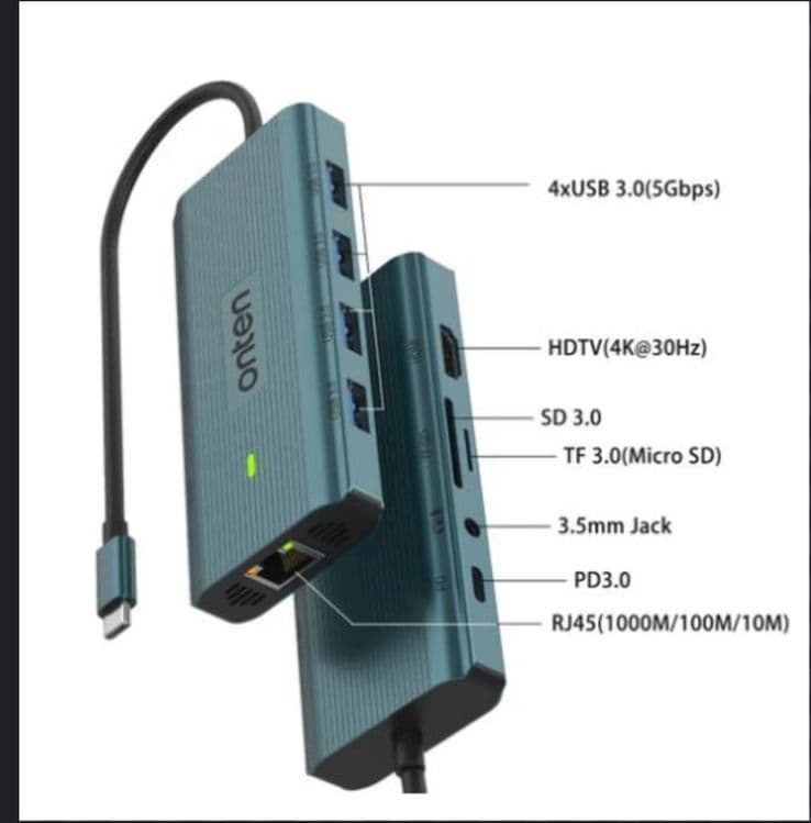 Onten Hub 10 in 1 Otiginal. переходник. док станция. ест Доставка — 2