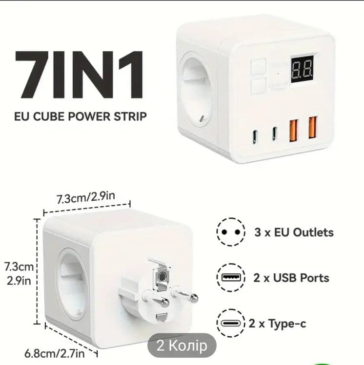 Сетевой фильтр с таймером 3 розетки + 2 USB-порта + 2 Type-C — 3
