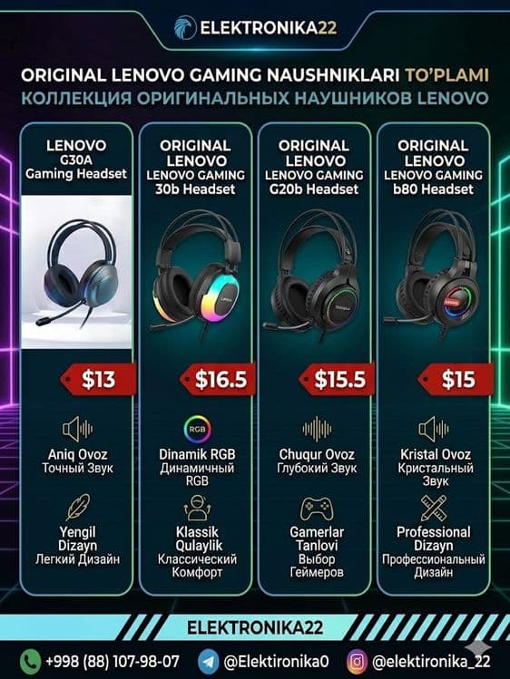 LENOVO gʻaming naushniklari — 1