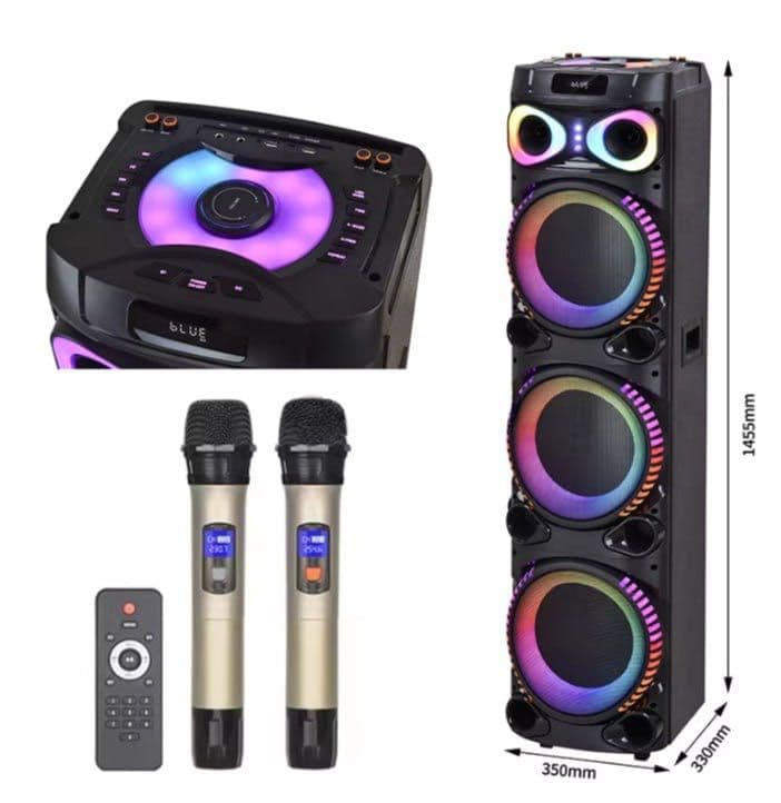 MT-1289 kuchli portativ kalonka, LED  va 2 ta  mikrofon bilan A12 — 2
