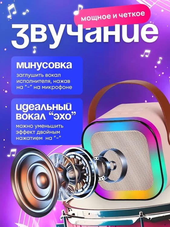 Караоке колонка беспроводная с 2 микрофонами — 6