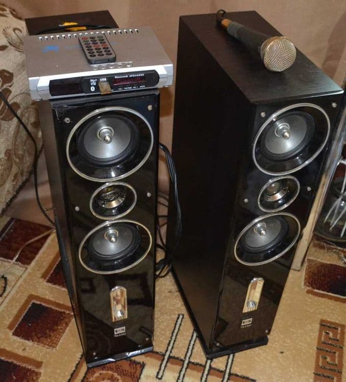 Колонки с усилителем karaoke 220 Вт + USB MP3 плеер Bluetooth — 3