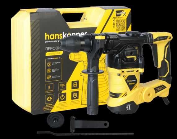 Перфоратор SDS Plus Hanskonner 3Режим. ONETWIST, 4м.шнур. 1,5КВт. 6Дж. — 1