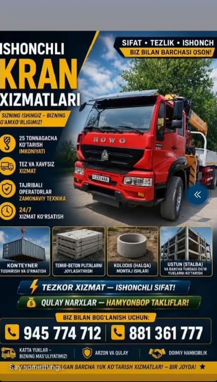 Manipulyator hizmati butun Oʻzbekiston boʻylab