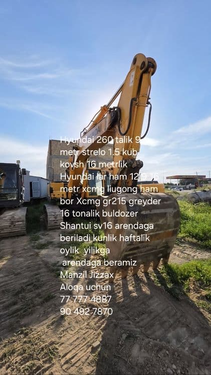 Ekskavatorlar 16 12 9m buldozer greyder va boshqa texnikalar arendaga — 1