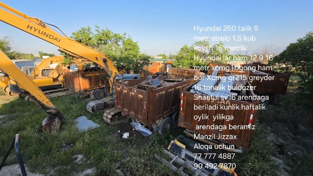 Ekskavatorlar 16 12 9m buldozer greyder va boshqa texnikalar arendaga — 2