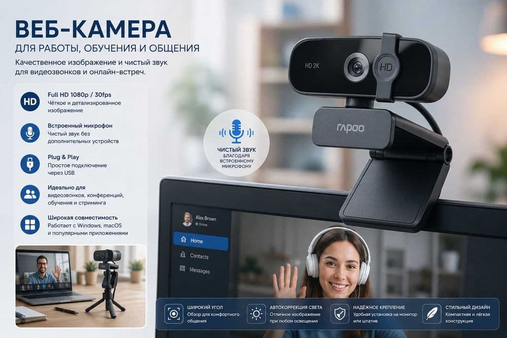 Logitech | Rapoo | Веб камера | ВКС камера | Оптом цене | Veb kamera | — 2