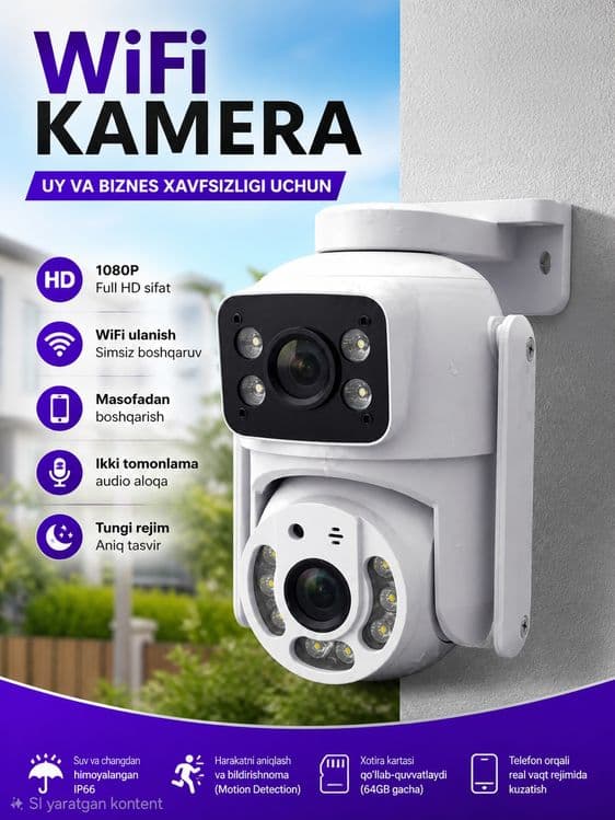 Smart WiFi Kamera 360 PTZ Camera Full HD наружная камера — 2