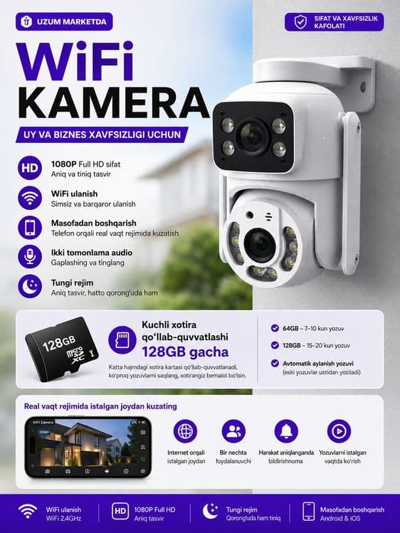 Smart WiFi Kamera 360 PTZ Camera Full HD наружная камера — 3