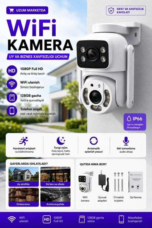 Smart WiFi Kamera 360 PTZ Camera Full HD наружная камера — 4